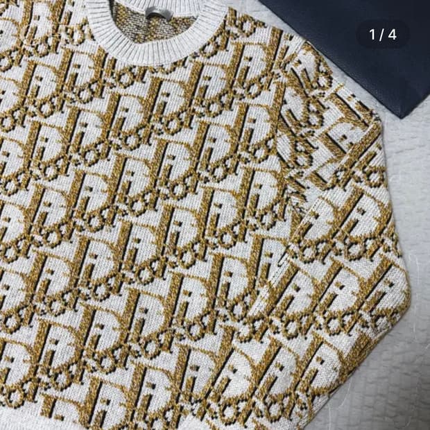 디올 오블리크 자카드 울 니트 스웨터 (베이지)