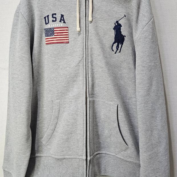 새상품급 폴로 빅포니 성조기 USA 그레이 후드집업 100/L