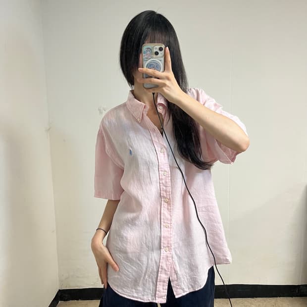 Polo Pink Linen Short Sleeve Shirts