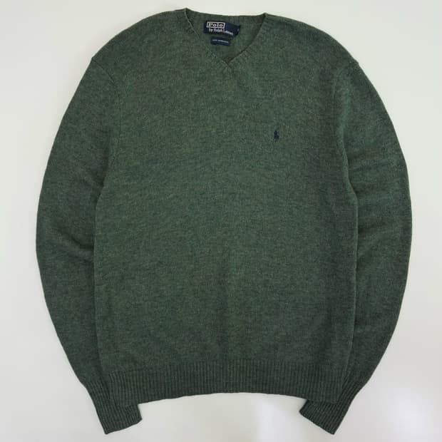 Polo  폴로 랄프로렌 자수 딥그린 램스울 니트