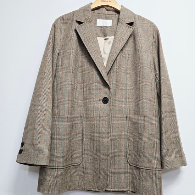 ENC 체크 패턴 자켓 브라운