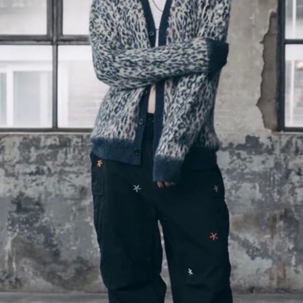 에즈이프캘리 회색 파란색 가디건