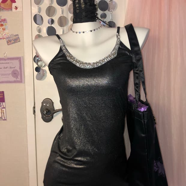 metal gliter cubic sleeveless