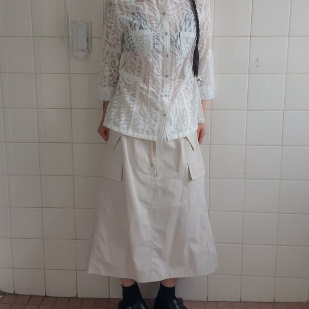pattern see through shirt jacket 