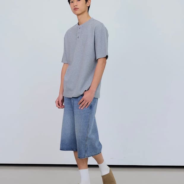 마인드 브릿지 와플 헨리넥 데일리 반팔 티셔츠 95