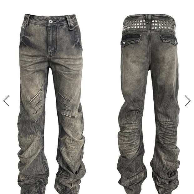 Distressed Texture Slim-Fit Khaki Pants