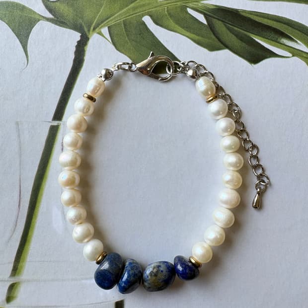 진주 원석 팔찌