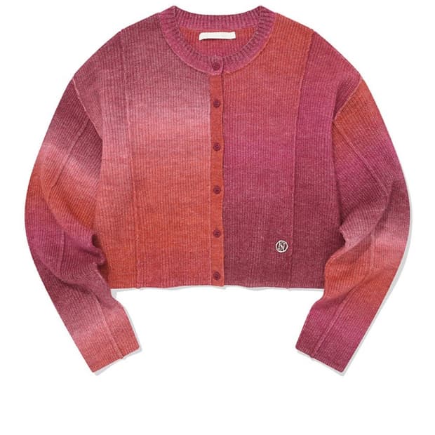 키르시 크롭 그라데이션 니트 가디건