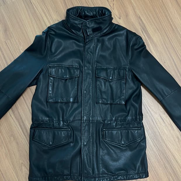 Aspesi 남성 가죽 사파리 자켓 블랙 M