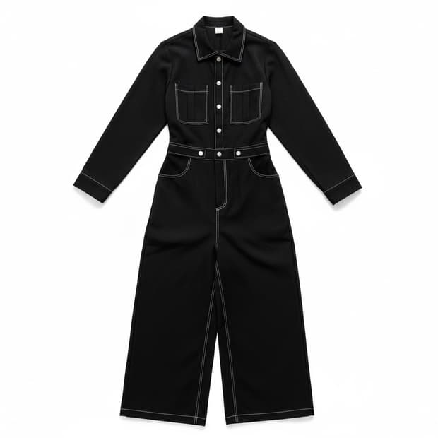 SIENNE 화이트 스티치 블랙 원피스