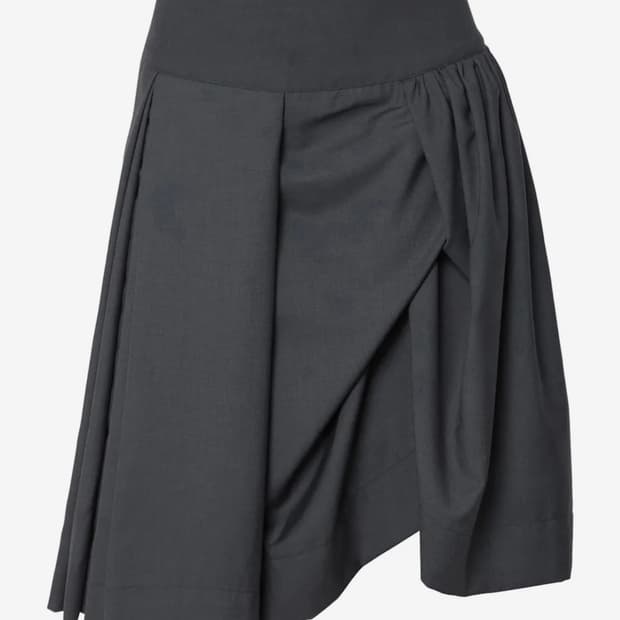 플레어업 Asymmetrical Draped Midi Skirt 차콜