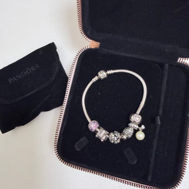 판도라 팔찌 세트 / 실버 참팔찌 / 여성 데일리 악세사리 19cm