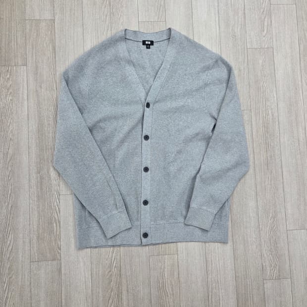 유니클로 밀라노립 워셔블 코튼 가디건 그레이 XL, 105