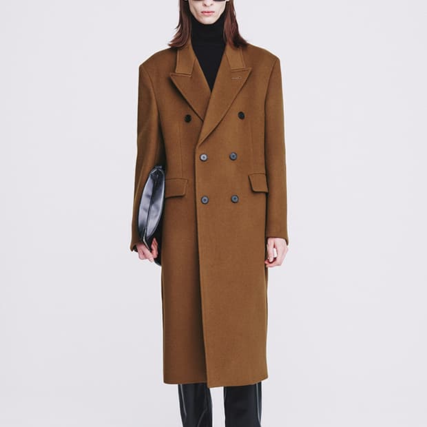 [삼]토니웩 캐시미어 브레스티드 더블코트 다크카멜 m