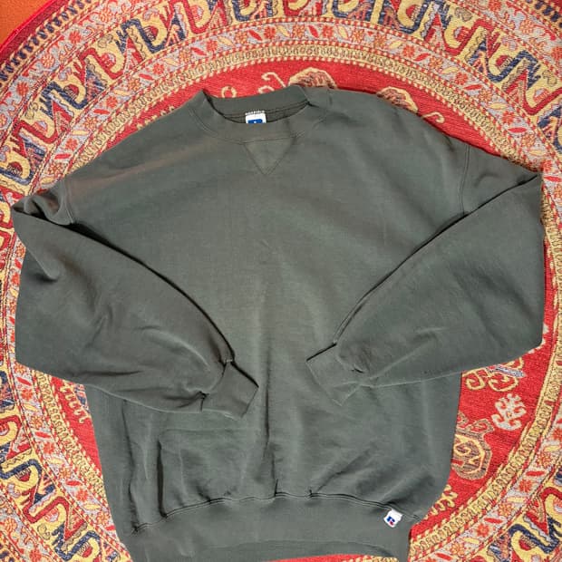 90s 러셀 빈티지 미제 스웻셔츠 페이딩 그린