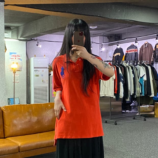 폴로 랄프로렌 넘버 3 빅포니 오렌지 카라티 B4780