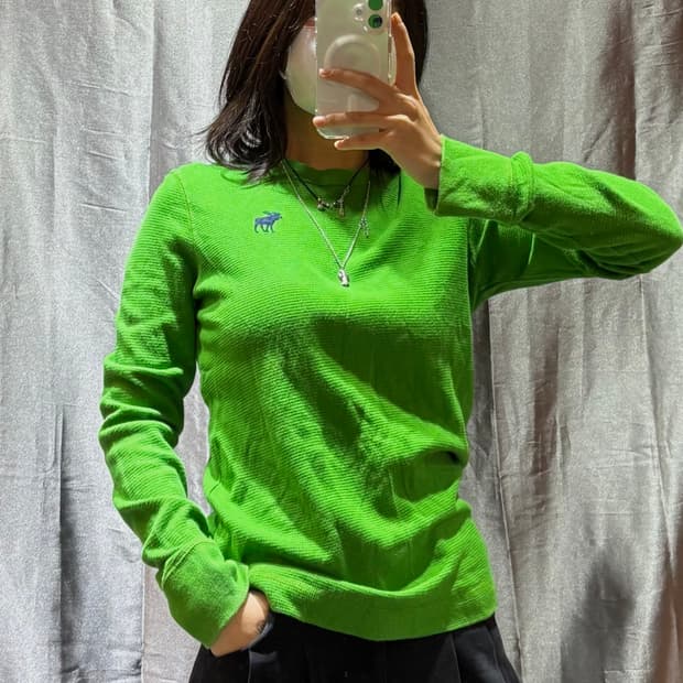 XL 아베크롬비 우먼스 그린 와플 니트