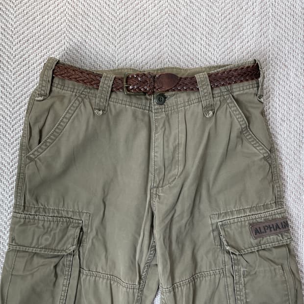 빈티지 브라운 컬러 위빙 벨트 