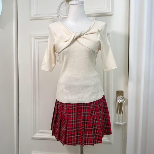 INGNI bow point half knit top(size-M)