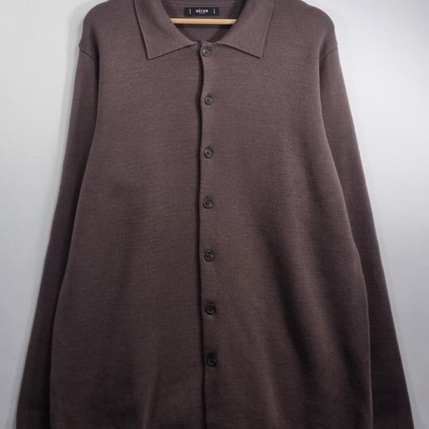 M ) 벨리에 브라운 모달/코튼 PK 니트 가디건