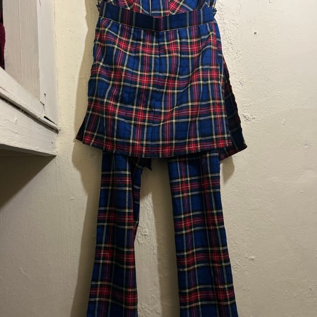 *rare design* 2000s 펑크 타탄체크 본디지 팬츠