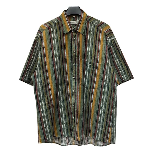 90s 안젤로 디트리코 멀티컬러 오버핏 빈티지 반팔 셔츠 L