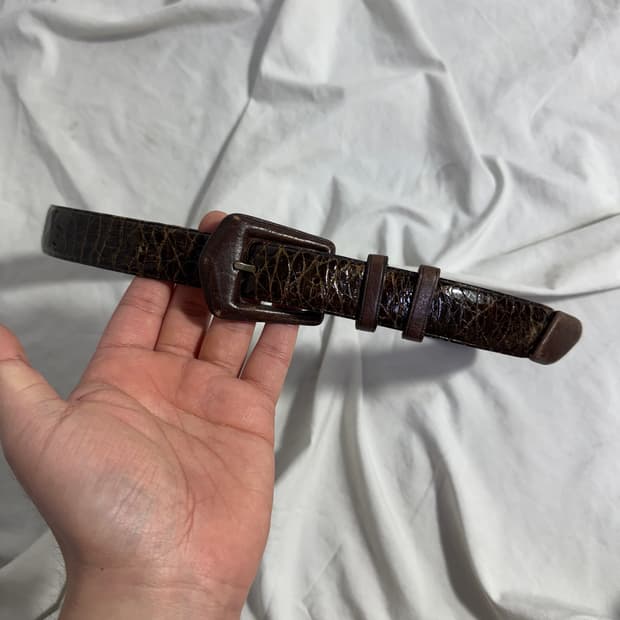 Nicole 크로커다일 웨스턴 레더 벨트