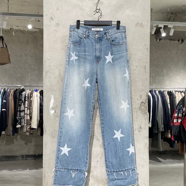 마뗑킴 연청 스타라이트 워싱 데님 팬츠