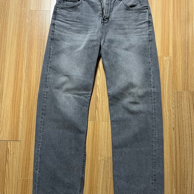 와이드 워싱 데님 팬츠 그레이