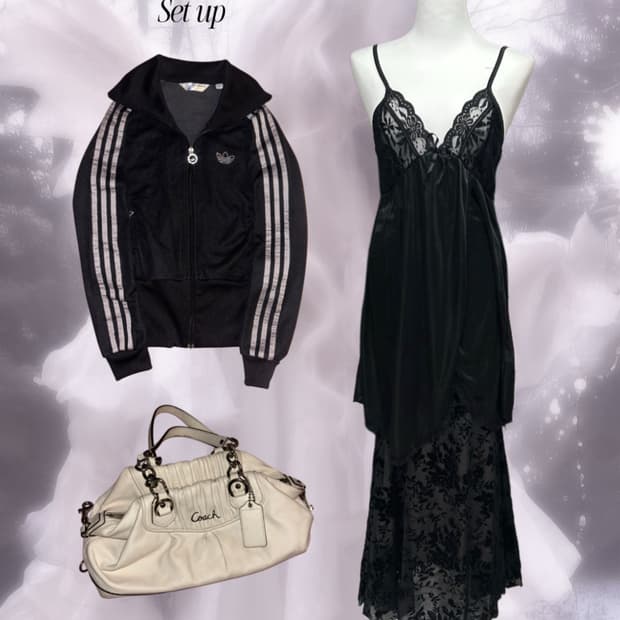 [셋업] 블랙스완 아디다스 큐빅 갸루 져지 +코치백