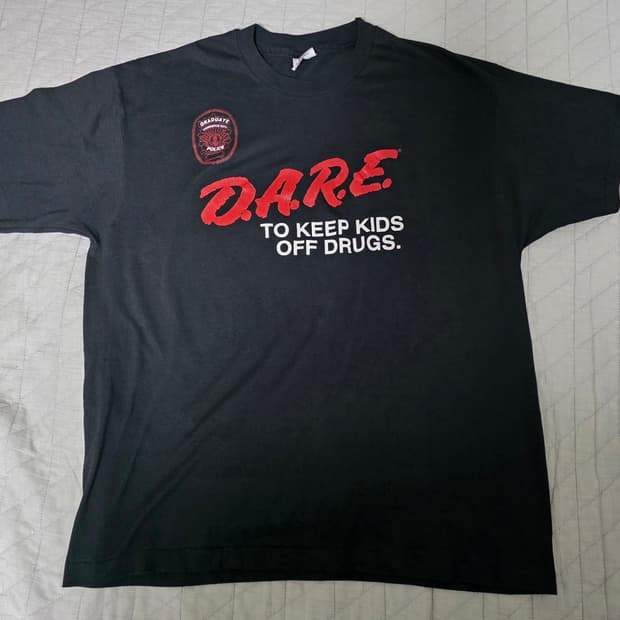 [XL] 90s 빈티지 DARE 티셔츠 블랙 ver.헤인즈 뱃지