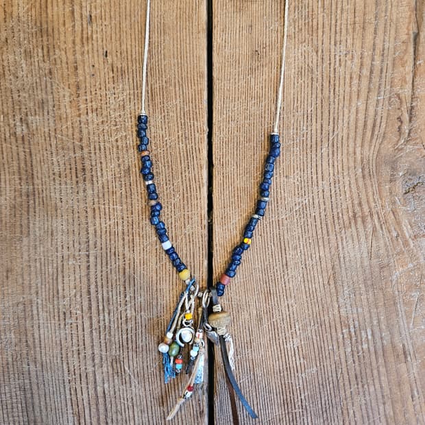 빈티지 스털링 실버 빈티지 비즈 목걸이 