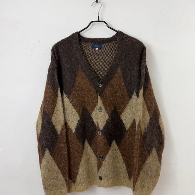 BACK NUMBER 아가일 모헤어 가디건