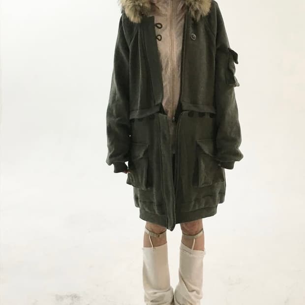 Oshigh 2way fur hood zip up khaki(새제품) | 후루츠패밀리