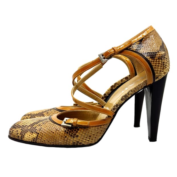 Prada Python Leather Strap Pumps/ 36.5