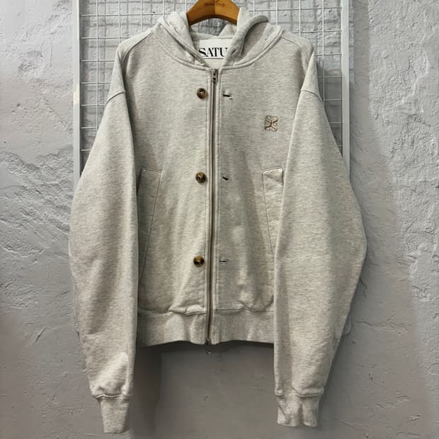 세터 그레이 코튼 올 데이 투웨이 후드집업 M