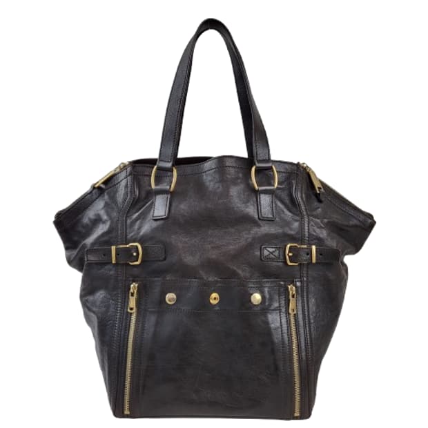 정품 생로랑(입생로랑) 다크브라운가죽 다운타운 백