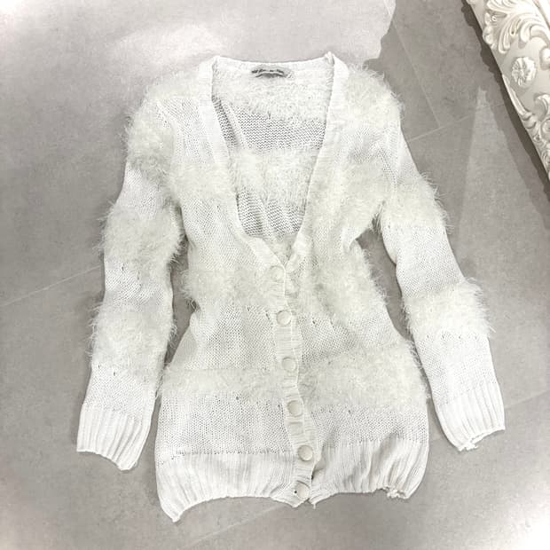 화이트 스트라이프 롱가디건