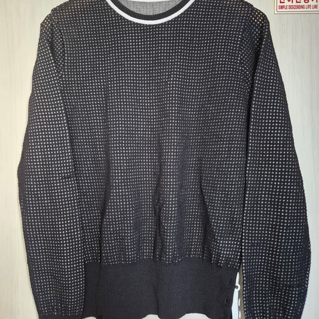 핑(ping) 여성 메쉬 오버레이 라운드넥 니트 100