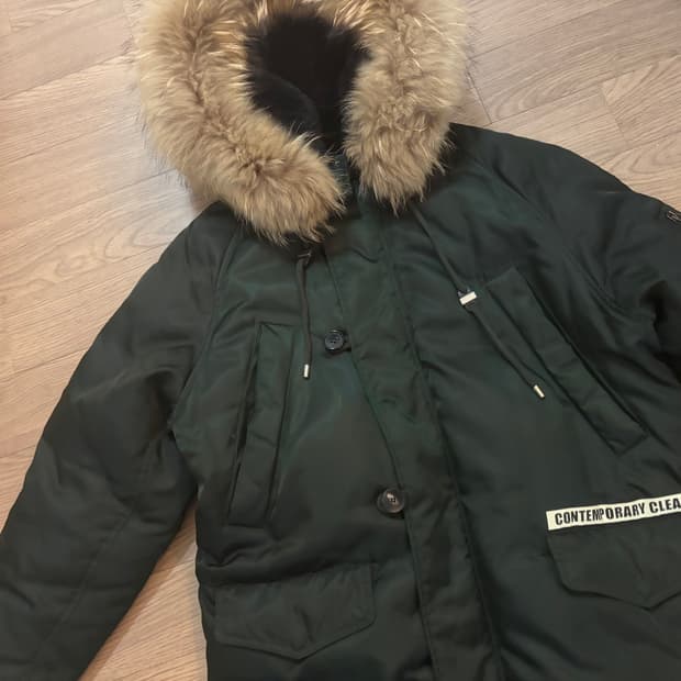 상태최상 쥬시쥬디 라쿤퍼 덕다운 야상n3b 롱패딩 여성90 갸루