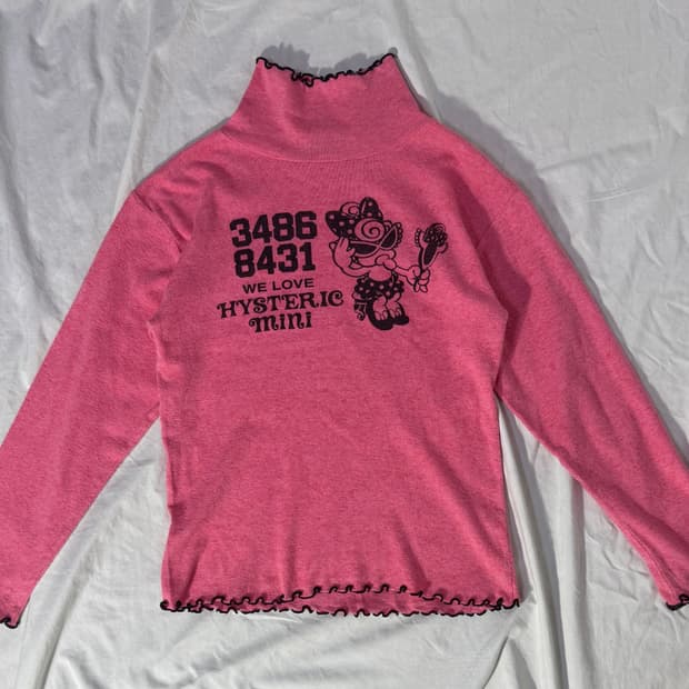 히스테릭글래머 미니 프릴 하이넥 롱슬리브