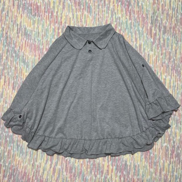 그레이 프릴 카라 케이프