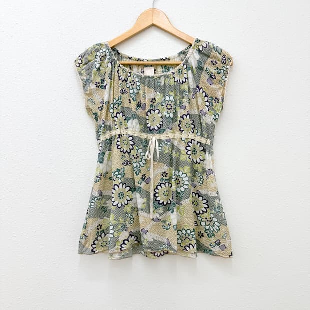 빈티지 오리엔탈 리본 블라우스