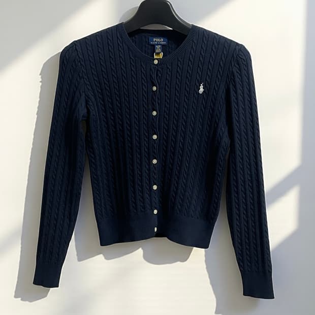 폴로 랄프로렌 네이비 케이블 니트 가디건