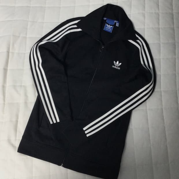 adidas black europa track top jersey L