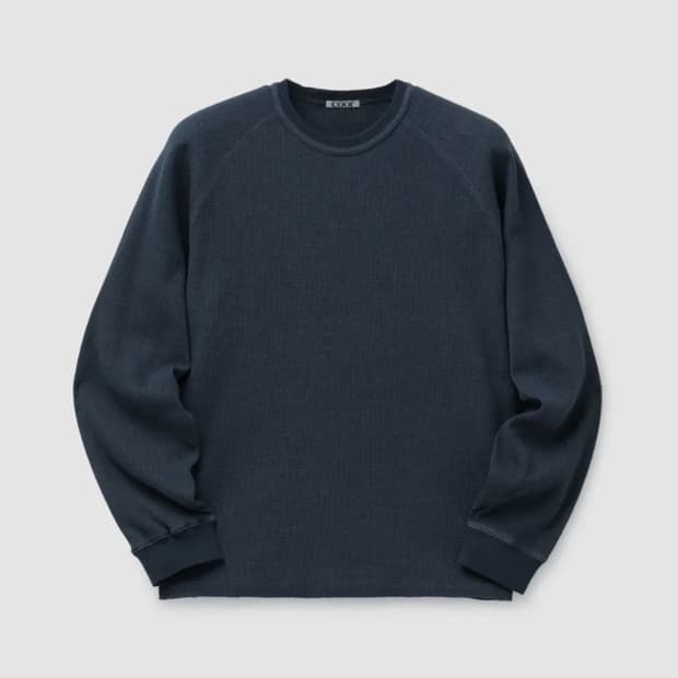 [L]쿠어 가먼트 다잉 와플 레글런 롱 슬리브 티셔츠