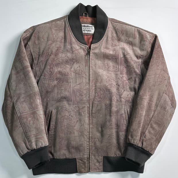 VTG 그래픽 레더 블루종 자켓