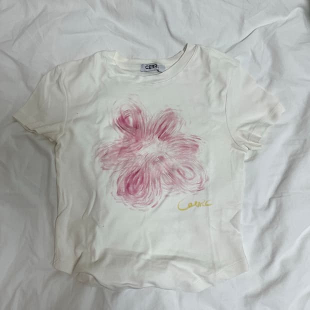 세릭 반팔 flower blush half top