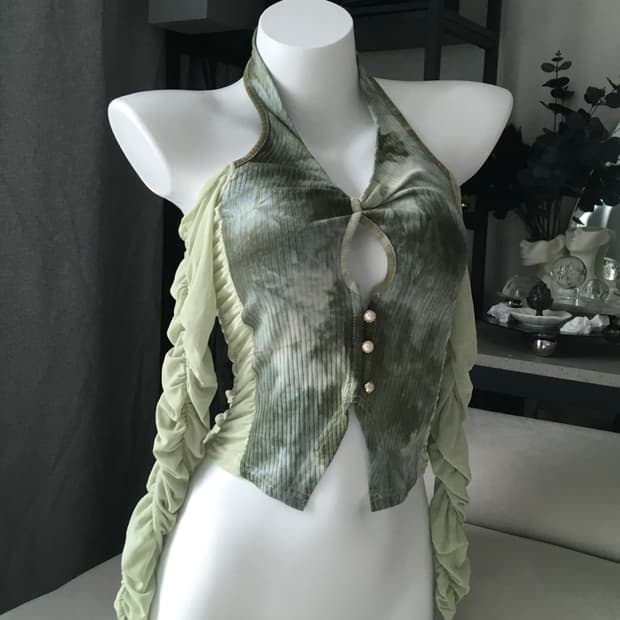 ༒ green fairy halterneck top