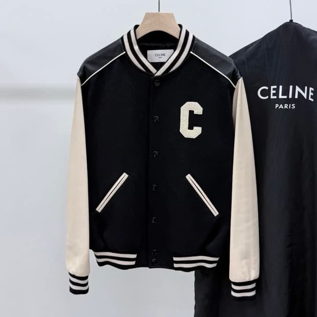 [S+급/52] 셀린느 C 로고 테디 바시티 자켓 블랙